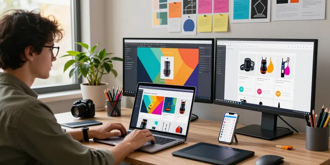 Seamless editing with rmbg.pro background removal tool in a modern e-commerce office.