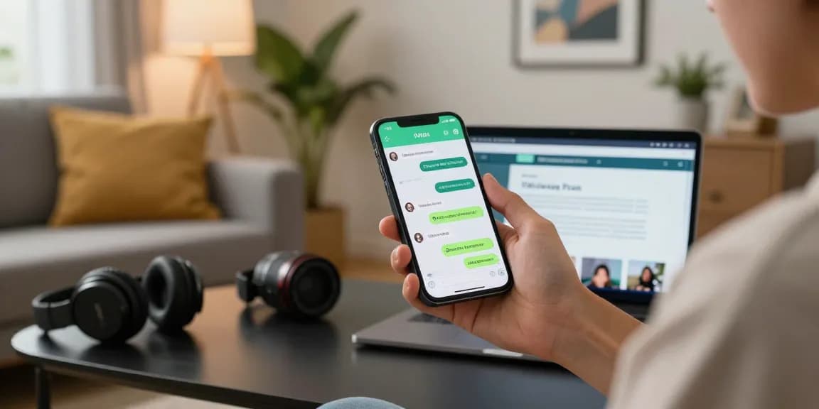 Explore advanced gb whatsapp features on smartphone in cozy home setting.