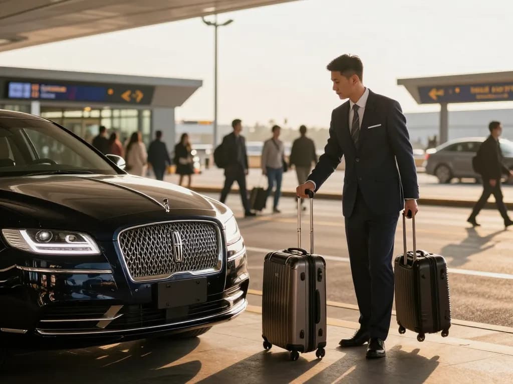 Chauffeur service Midway Airport with a professional driver and luxury Lincoln Continental.