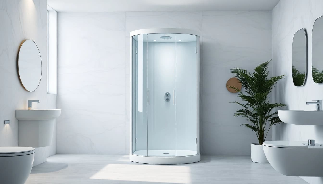 Erleben Sie die moderne sonni Duschkabine in einem stilvollen Badezimmer mit eleganten Elementen.