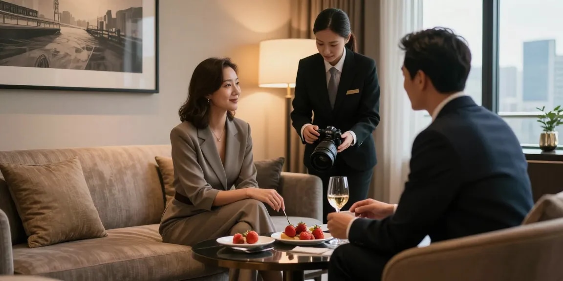 Izmit escort enjoying a luxurious hotel lounge, providing privacy and comfort in a chic atmosphere.