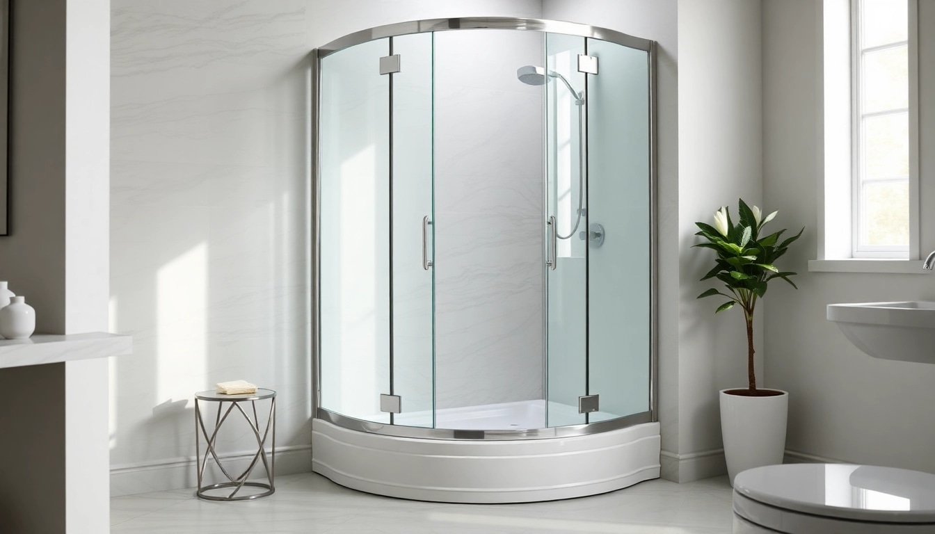Präsentation der duschkabine 80x80 eckeinstieg in einem modernen Badezimmer mit eleganten Details.