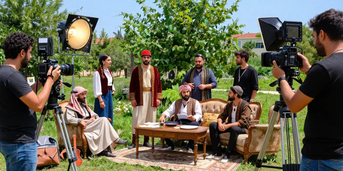 Turkish drama filming set showcasing مسلسلات تركية and مسلسلات عربية in action.