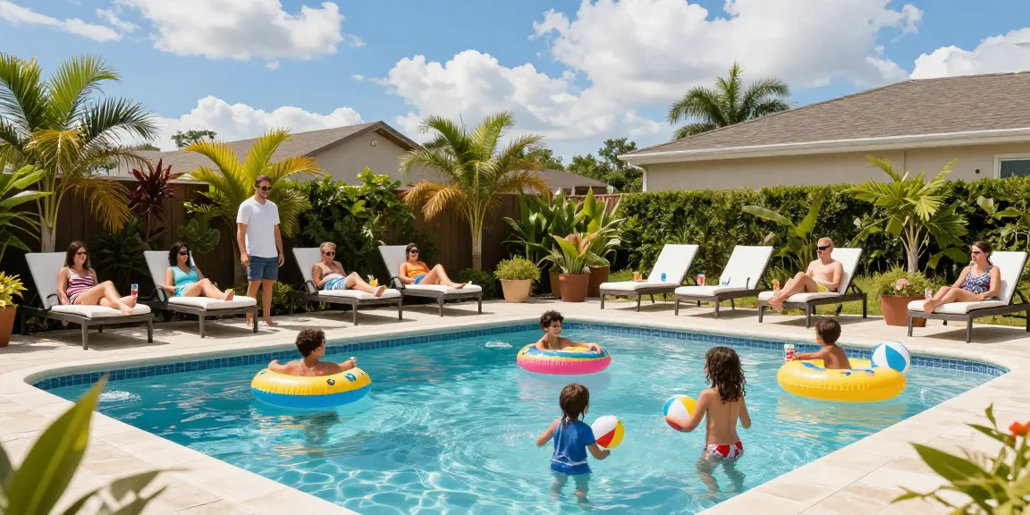 Dolphin Pool Services delivering a fun and inviting experience at a family pool party in Virginia.