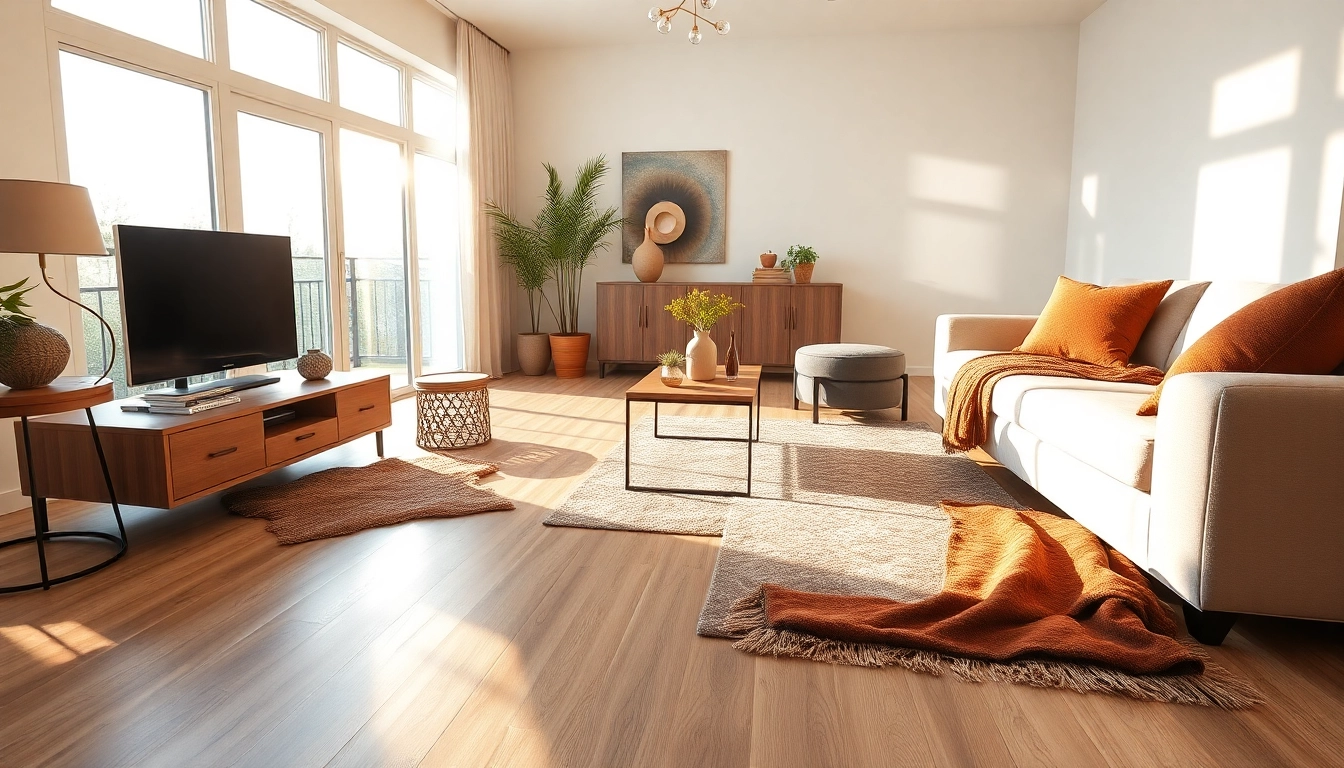 Enhance your home with waterproof vinyl flooring featuring elegant textures and a cozy setting.