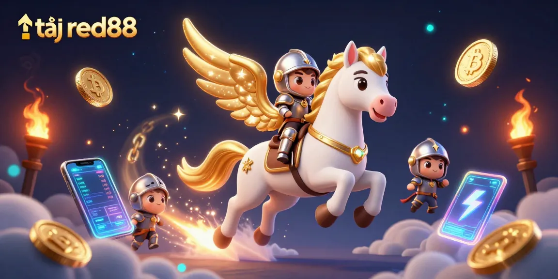 Experience thrilling gaming at tại red88 with a celestial horse and knight in a vibrant casino-themed scene.