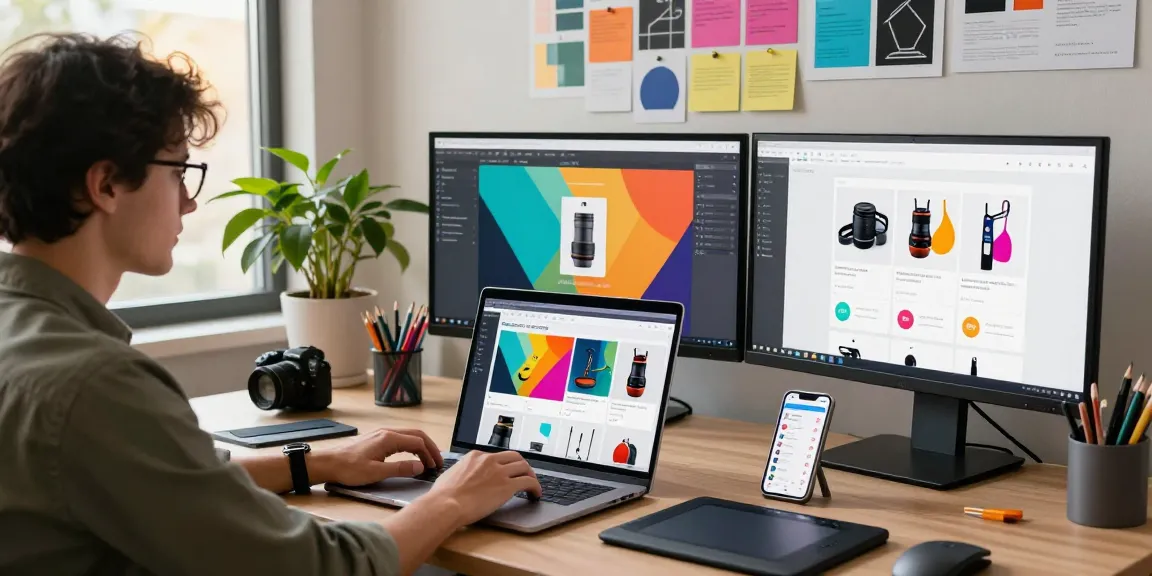 Seamless editing with rmbg.pro background removal tool in a modern e-commerce office.