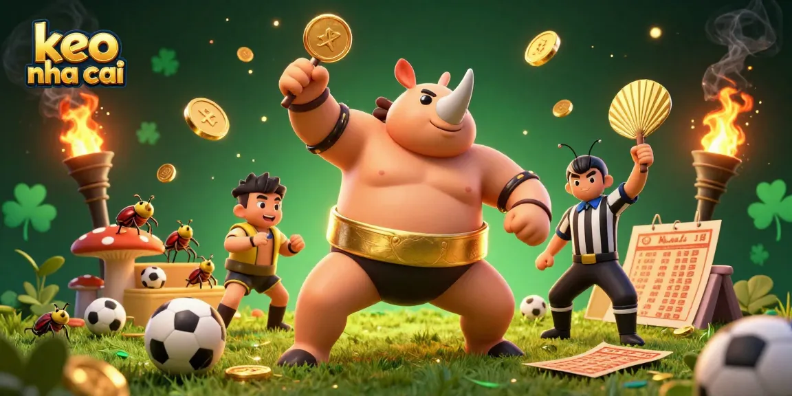 Experience thrilling "keo nha cai" action with dynamic sports betting illustration featuring a beetle champion.