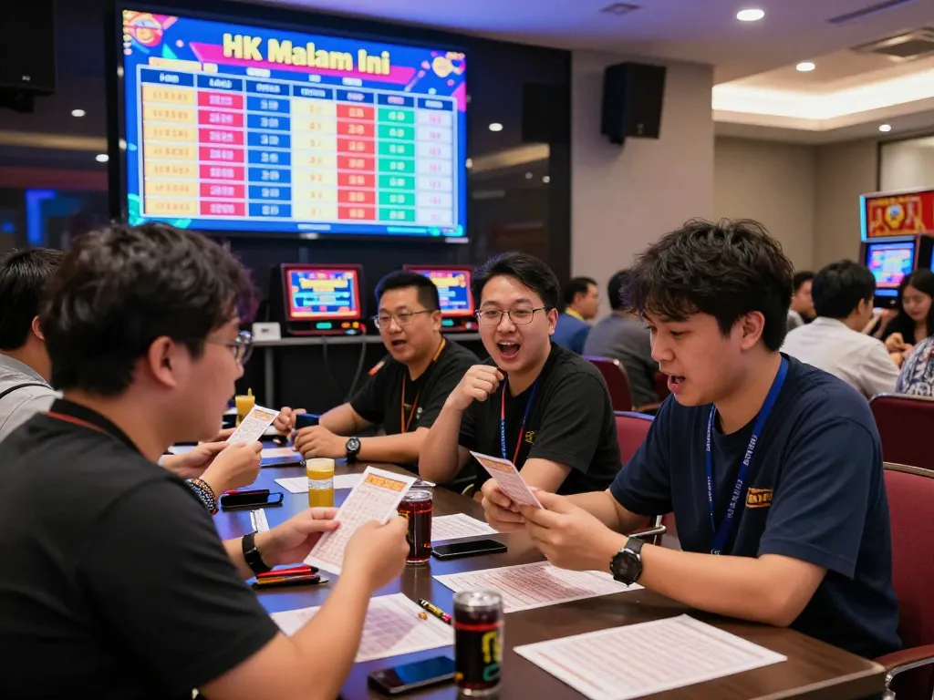 Pemain yang bersemangat di acara Togel Hongkong memeriksa hasil HK Malam Ini dengan tampilan digital yang berwarna-warni.