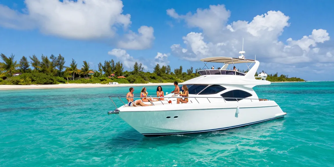 Luxury yacht rental in Punta Cana with friends enjoying cocktails on deck