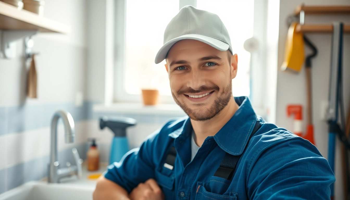 Plumber near me fixing a kitchen sink with modern tools in a bright setting.