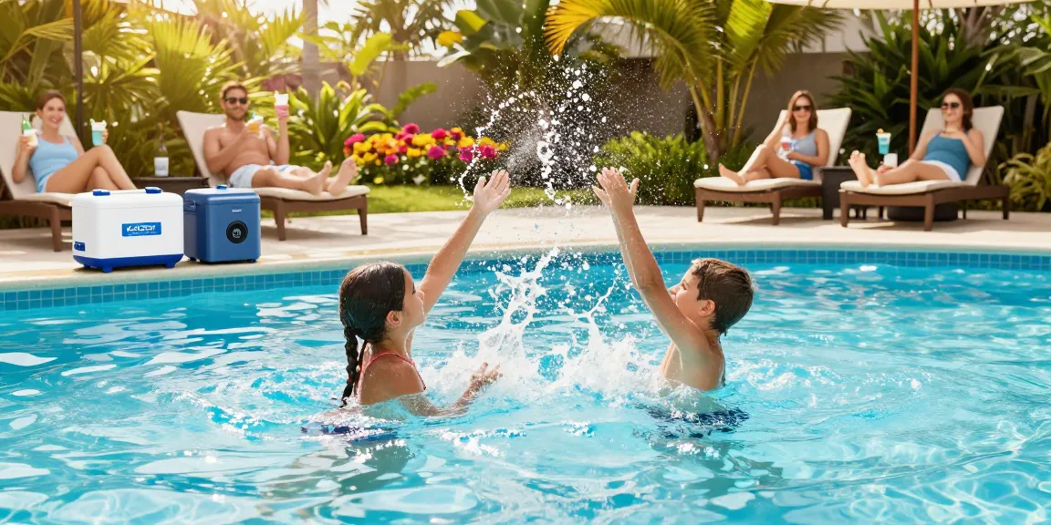 The best salt water chlorinator maintaining clear water as a family enjoys swimming in a sunny pool