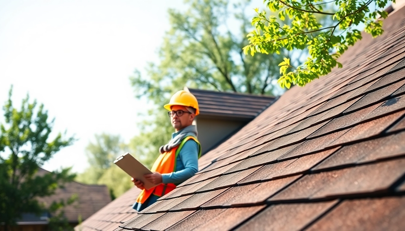 Roofing contractor assessing a roof with precision during an inspection.