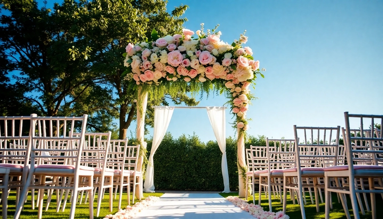 Stunning view of the Best Wedding Venue Jacksonville decorated for a romantic outdoor wedding ceremony.