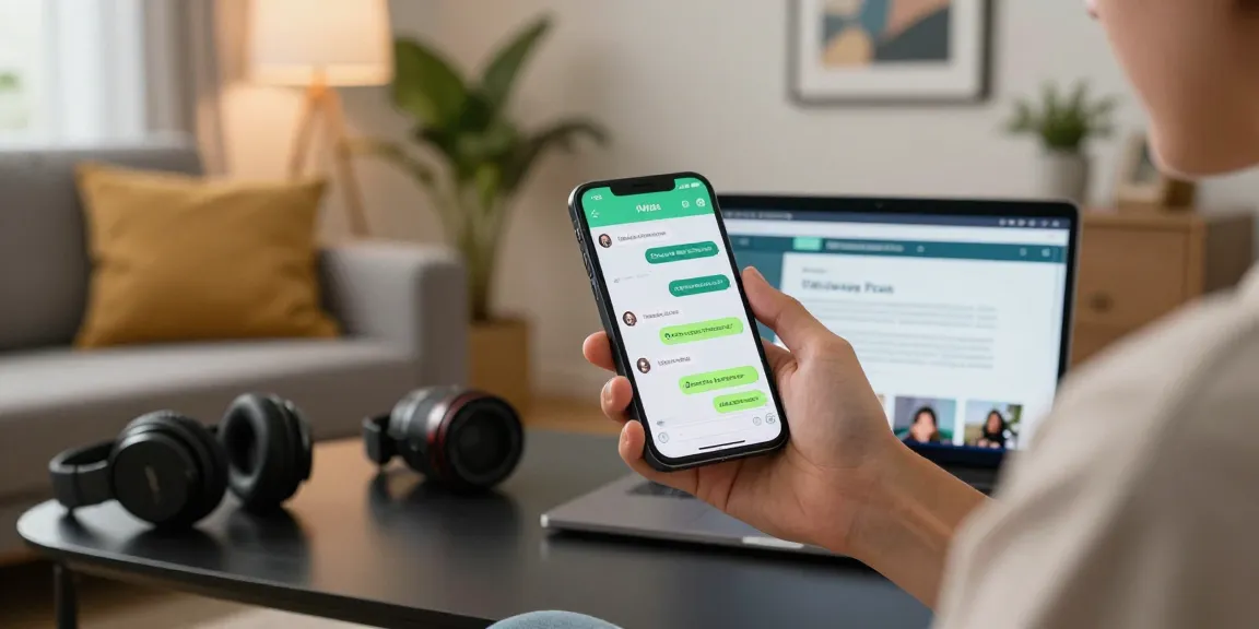 Explore advanced gb whatsapp features on smartphone in cozy home setting.