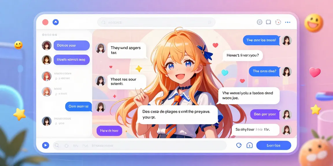 Engaging scene of hentai AI chat with colorful anime character interaction, playful conversations.