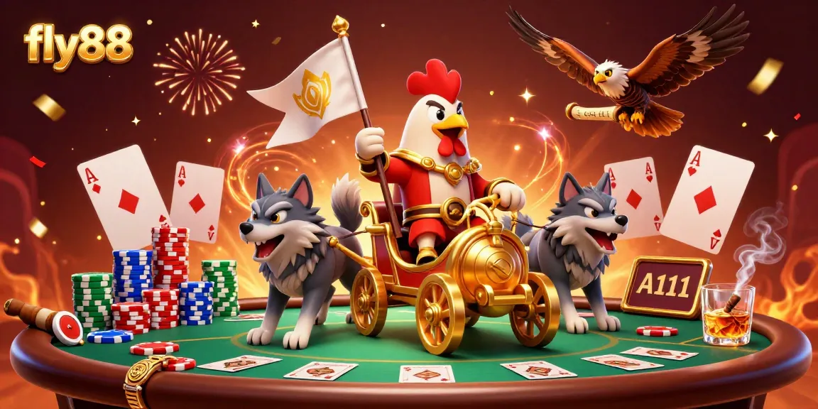 Experience thrilling gaming excitement with fly88 in a vibrant 3D casino extravaganza featuring intense poker action.