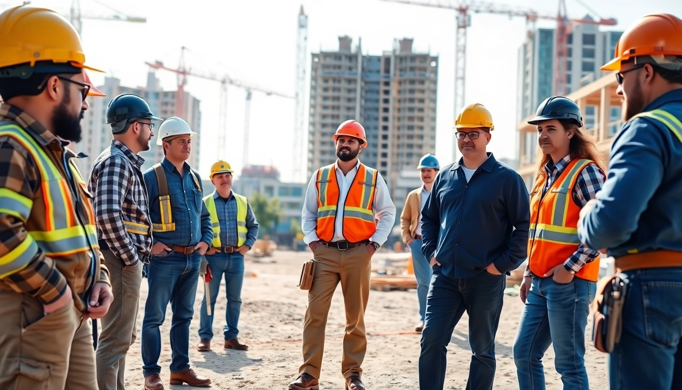 New Jersey General Contractor overseeing a bustling construction site with skilled workers collaborating.