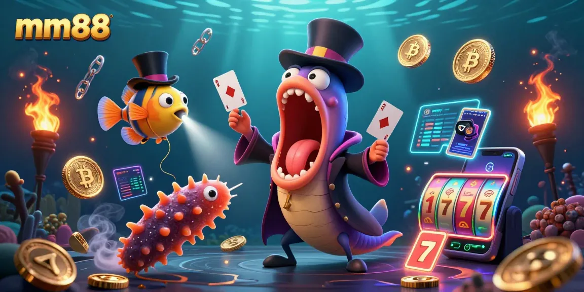 Engage in exciting gambling at mm88 with a magical underwater casino scene.