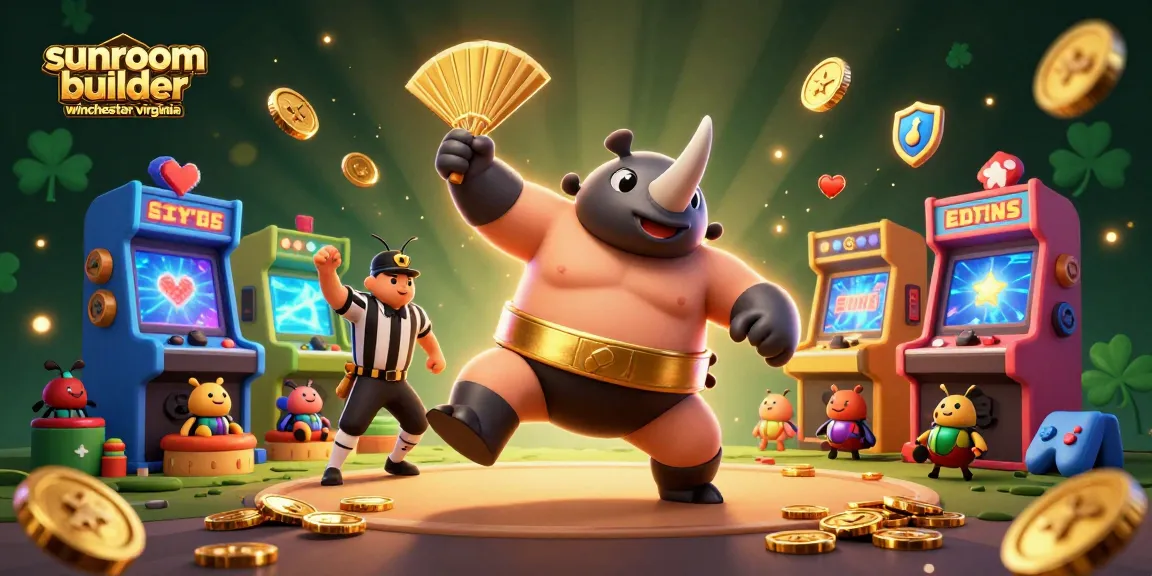 Experience the thrill with a sunroom builder winchester virginia, showcasing a vibrant casino atmosphere featuring beetle characters.