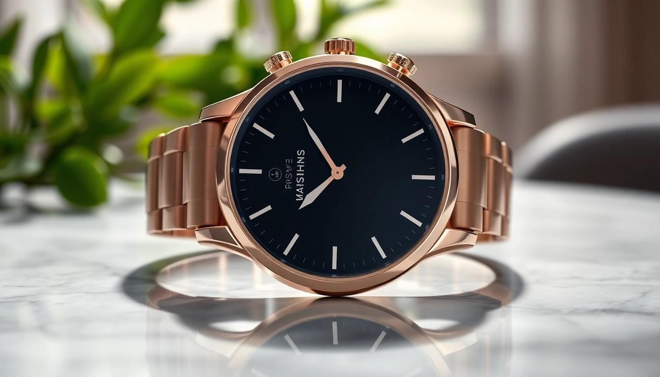 Showcase of a Ladies Classic Smart Watch featuring elegant design and gold accents.