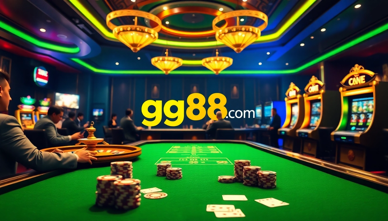Engaged players enjoy high-stakes poker at gg88.com, surrounded by vibrant casino ambiance.