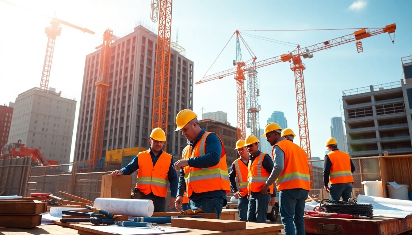 New York City Commercial General Contractor managing a vibrant construction site with teamwork in focus.