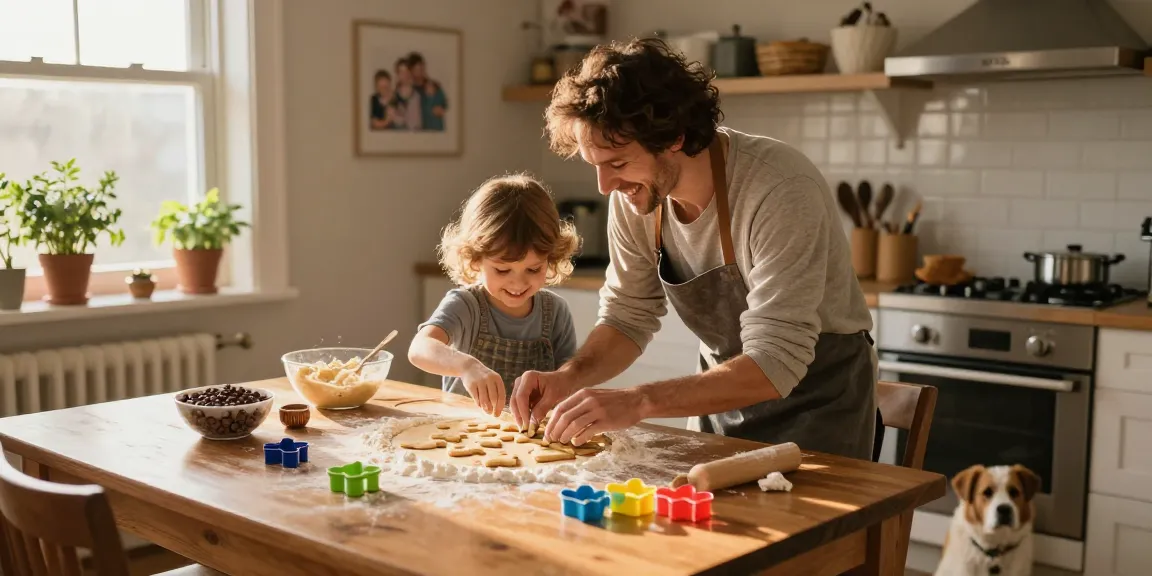 Family bonding moment in the kitchen, baking cookies at thestorybookstomach.com