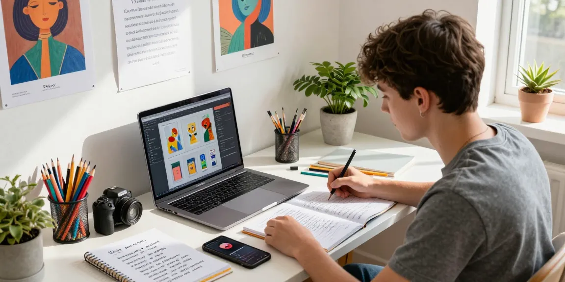 Dynamic digital workspace of Dejny.eu featuring creative projects and vibrant decor.