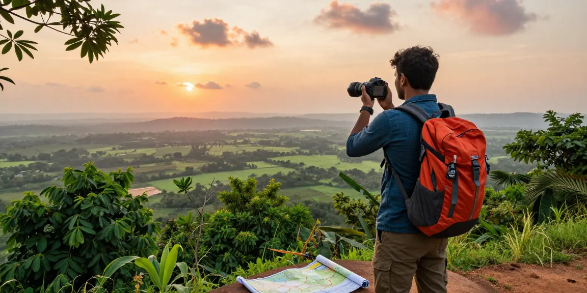 Traveler enjoying the scenic beauty of Kurnool.vip landscape during sunset.