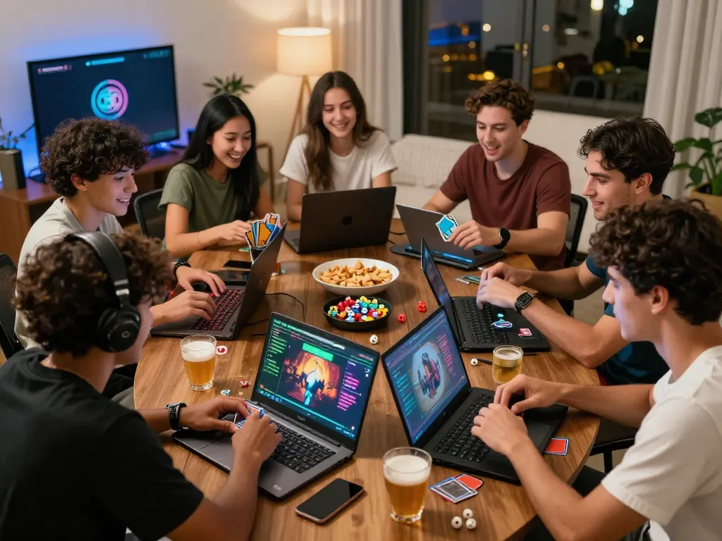 Exciting online gaming session with friends enjoying rik vip games in a cozy setting.