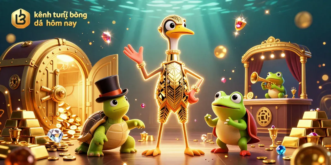 Engage with kênh trực tiếp bóng đá hôm nay featuring 3D animation of lively characters amidst a casino setting.