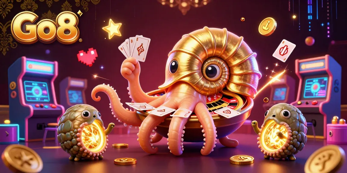 Engage thrilling gameplay at Go8 with our giant nautilus and vibrant arcade game elements.