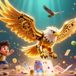 Experience thrilling gameplay with 23Win's dynamic casino features and 3D golden eagle illustration.