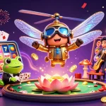 Theworldcup showcases a vibrant 3D illustration of casino activities with engaging characters and dynamic elements.